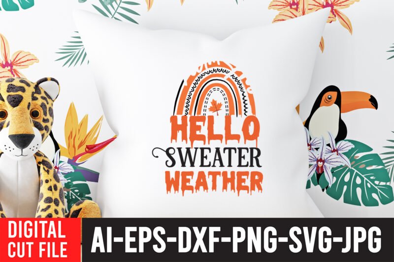 Hello Sweet Weather T-shirt Design, Fall T-Shirt Design Bundle , Fall SVG Bundle Quotes , Funny Fall SVG Bundle 20 Design , Fall svg bundle, autumn svg, hello fall svg,