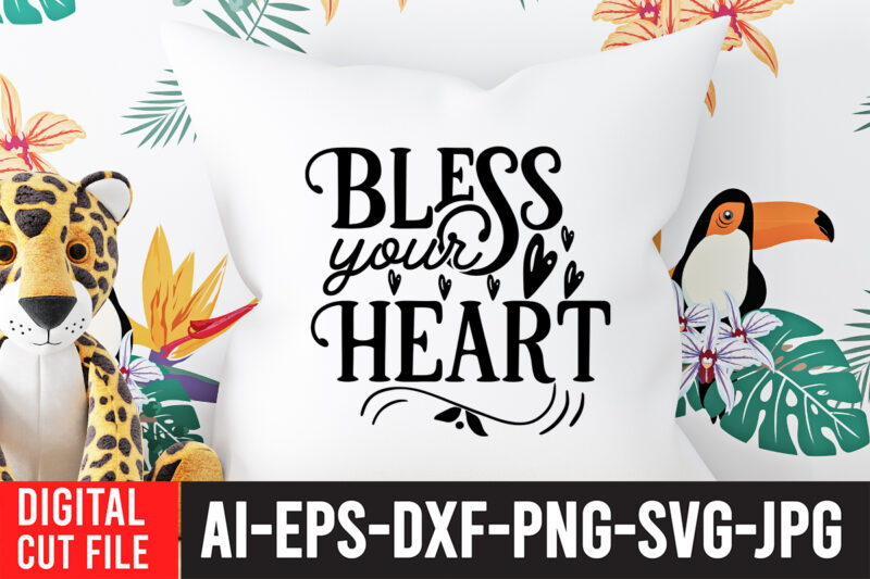 Bless Your Heart T-Shirt Design , Cowgirl Svg Bundle - Western svg - Southern SVG - Country SVG - Howdy svg - Wild West - boho svg - cricut silhouette