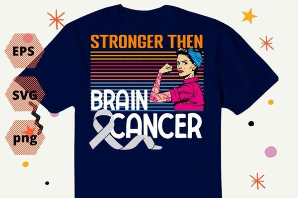 All cancer awareness T-shirt design with strong women messy bun retro vintage vector