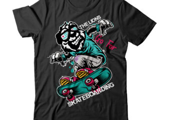 The lions Skateboarding Tshirt Design , Skate tshirt design vector , Skate Vector Graphic T-Shirt Design , Skate or die vector t-shirt design,Skate graphic tshirt design ,skate halloween vector tshirt
