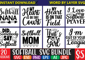 Softball Svg Bundle, Biggest Fan Svg, Girl Softball Shirt Svg, Softball Sister, Brother, Cousin, Niece Svg File for Cricut & Silhouette, Png,Softball svg Bundle, Girl Love Softball, Baseball, Raising Ballers