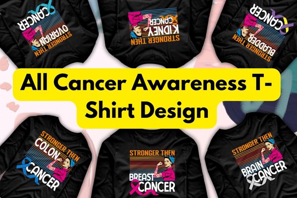 All cancer awareness T-shirt design with strong women messy bun retro vintage vector