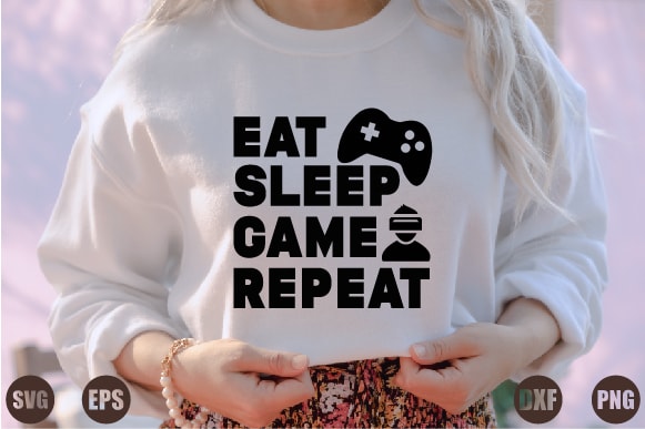 Eat sleep game repeat vector clipart