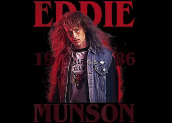 Stranger Things 4 Eddie Munson 1986 Hellfire Club Photo Png, Stranger Things 4 Png, Eddie Munson Png, Eddie Munson Hellfire Club t shirt template vector