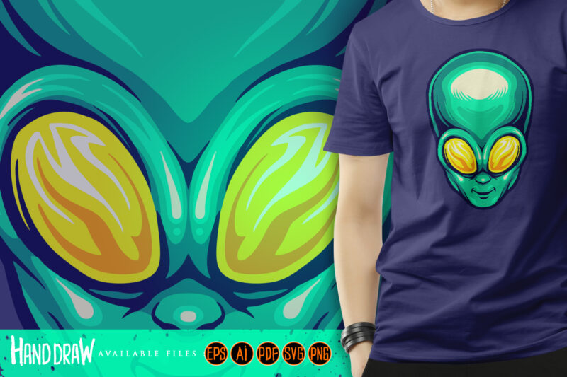 Alien head cartoon logo mascot illustrations