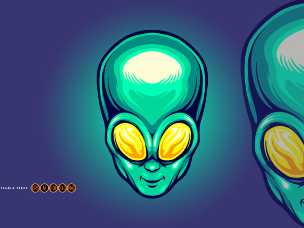 Alien head cartoon logo mascot illustrations t shirt vector