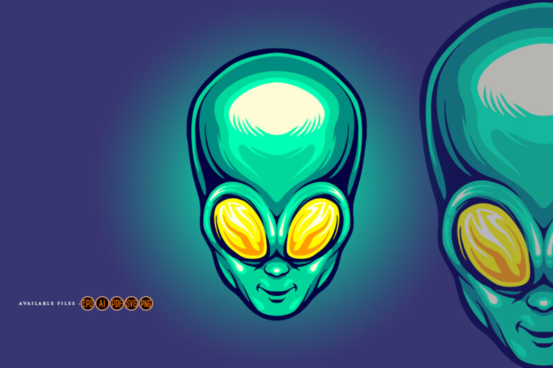 Alien head cartoon logo mascot illustrations