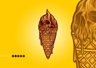 Delicious chocolate ice cream skull illustrations t shirt vector illustration
