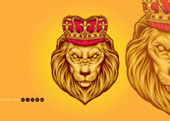 Classic elegant lion king crown illustrations t shirt vector file