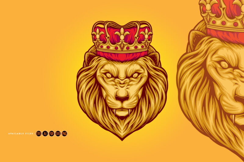 Classic elegant lion king crown illustrations