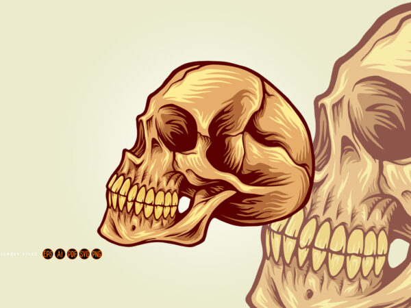 Vintage skull head logo mascot illustrations t shirt vector art