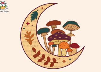 Moon mushroom Sublimation Design