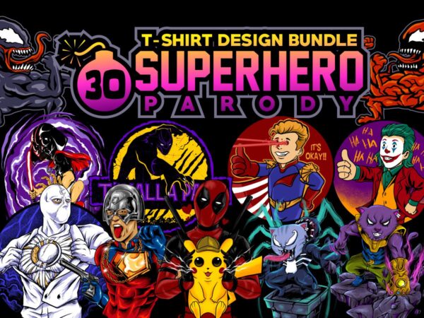 Superhero parody tshirt design bundles