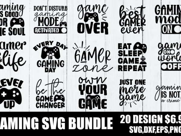 Gaming svg bundle t shirt design template