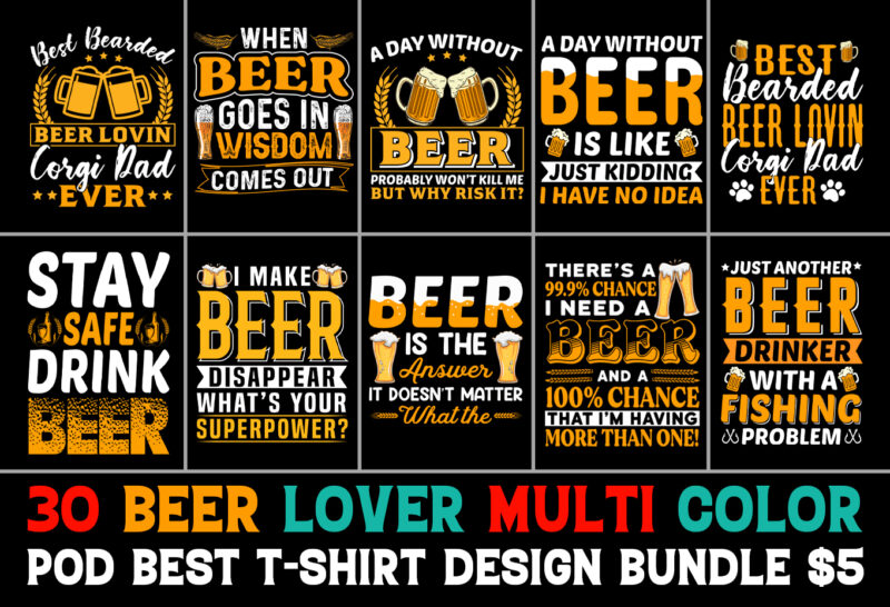 Beer T-Shirt Design Bundle