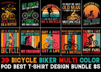 Bicycle Biker T-Shirt Design Bundle