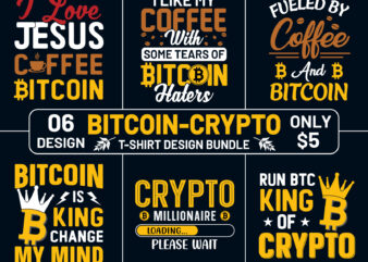 Bitcoin T-shirt Designs, Crypto T-shirt Designs, Bitcoin T-shirt Design Bundle