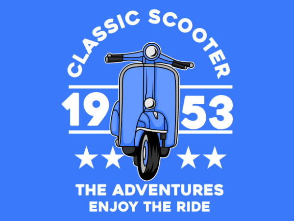 CLASSIC SCOOTER ADVENTURES t shirt vector file