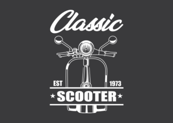 CLASSIC SCOOTER BLACK AND WHITE t shirt vector file