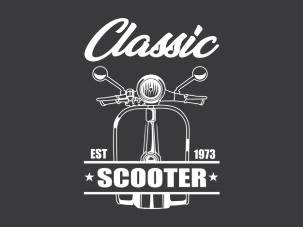 Classic scooter black and white t shirt vector file