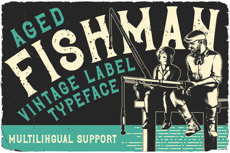 Fishman Layered Font and Editable T-shirt designs