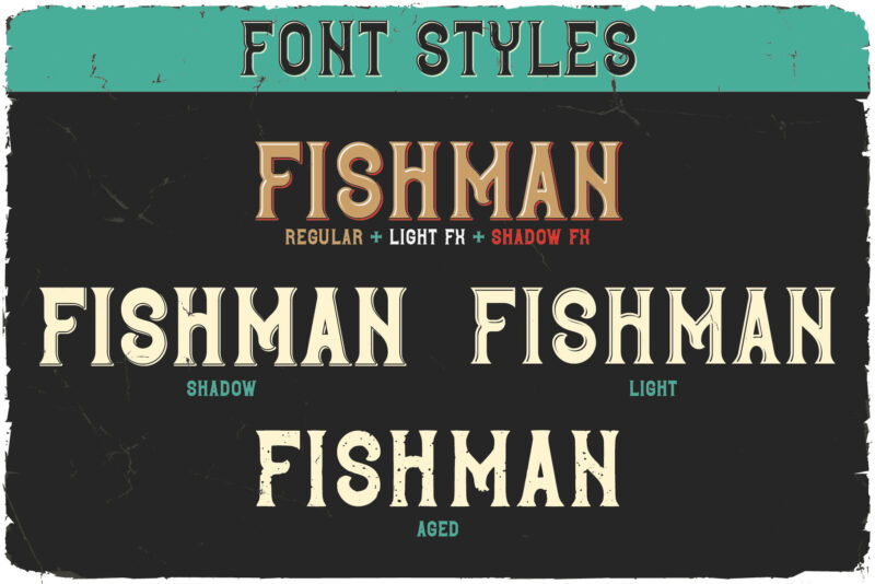 Fishman Layered Font and Editable T-shirt designs