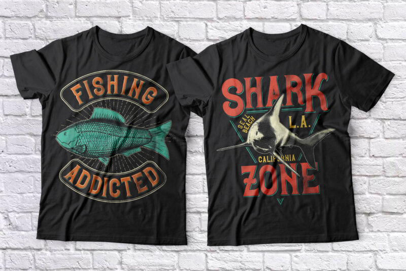 Fishman Layered Font and Editable T-shirt designs