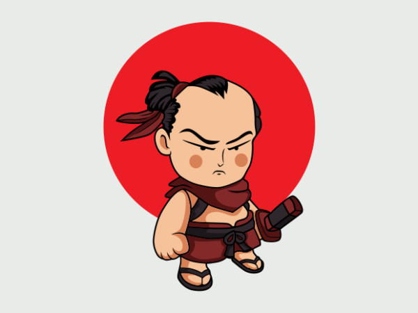Cute samurai cartoon t shirt vector file