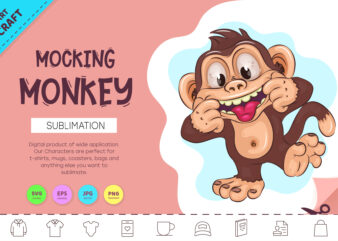 Cartoon Mocking Monkey. Crafting, Sublimation.