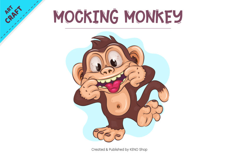 Cartoon Mocking Monkey. Crafting, Sublimation.