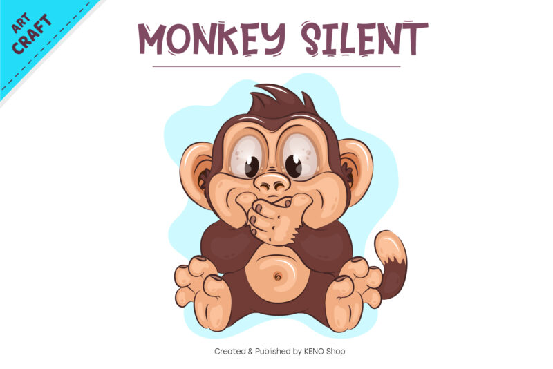 Set of cartoon Monkey_02. Crafting, Sublimation.