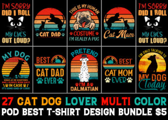 Cat Dog T-Shirt Design Bundle