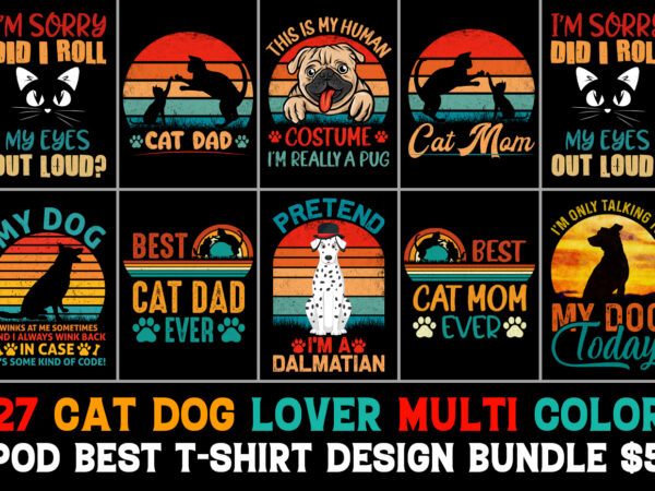 Cat dog t-shirt design bundle
