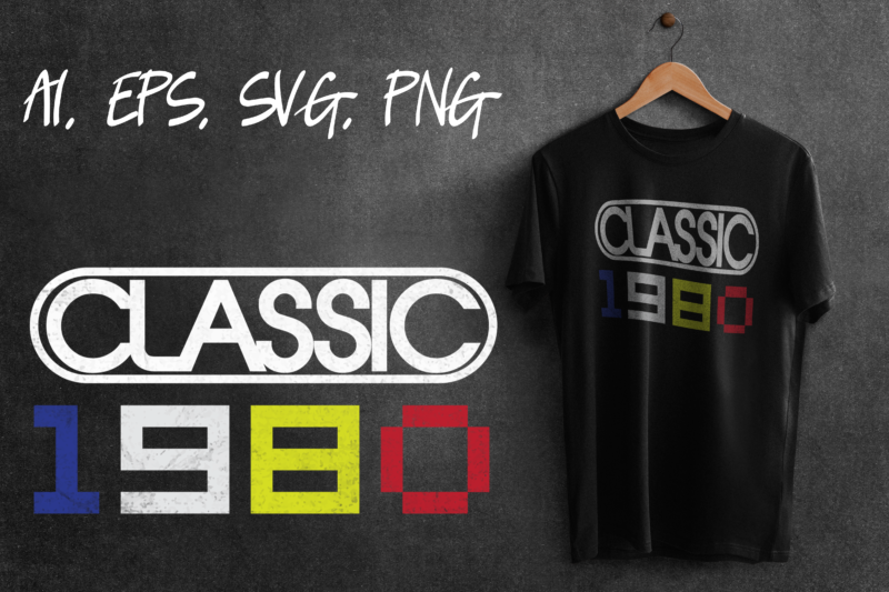 Classic 1980, Vintage 80s Era Retro Design Ready To Print T-shirt Design