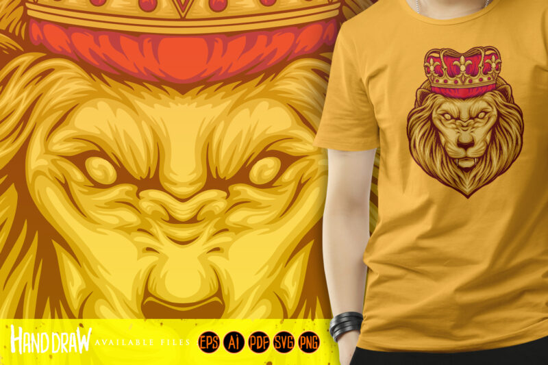 Classic elegant lion king crown illustrations - Buy t-shirt designs