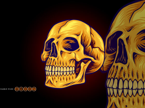 Classic skull head logo mascot illustrations t shirt vector file