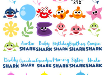Shark family SVG, Shark Family png, birthday Shark svg ,birthday Shark Clipart, Shark Girl, layered family shark svg, Cut Files PNG t shirt template vector