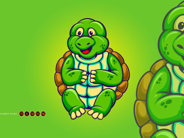 Cute sea turtle cartoon mascot illustrations t shirt vector file