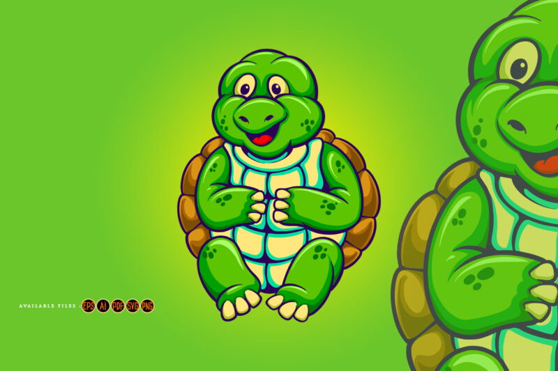 Cute sea turtle cartoon mascot illustrations