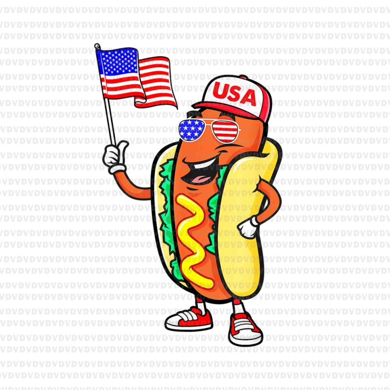 Patriotic Hot Dog American Flag USA Png, Funny 4th Of July Fourth Png, Hot Dog Flag Png, Hot Dog 4th Of July Png, Hot Dog Png