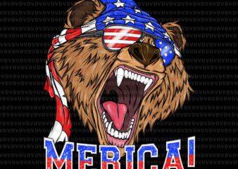 Merica Grizzly Bear 4th Of July Patriotic Png, Bear 4th Of July Png, 4th Of July Png, Merica Flag Png t shirt designs for sale