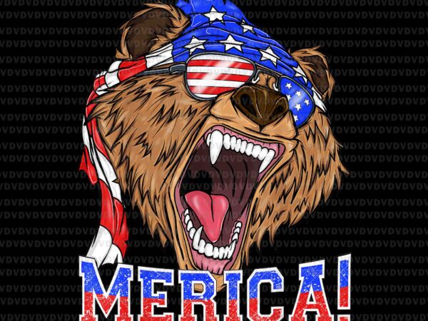Merica grizzly bear 4th of july patriotic png, bear 4th of july png, 4th of july png, merica flag png t shirt designs for sale