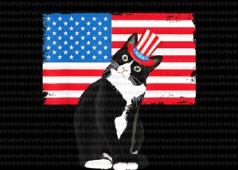 Tuxedo Cat 4th of July Hat Patriotic Png, Cat 4th of July Png, Cat Flag Png, 4th Of July Png t shirt designs for sale