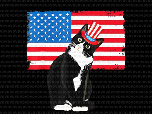 Tuxedo cat 4th of july hat patriotic png, cat 4th of july png, cat flag png, 4th of july png t shirt designs for sale