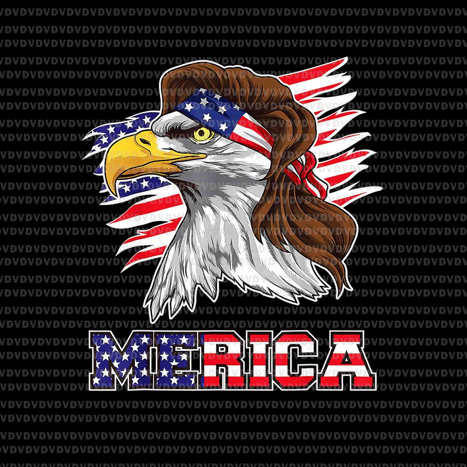 Merica Eagle Mullet 4th of July American Flag Stars Stripes Png, Merica