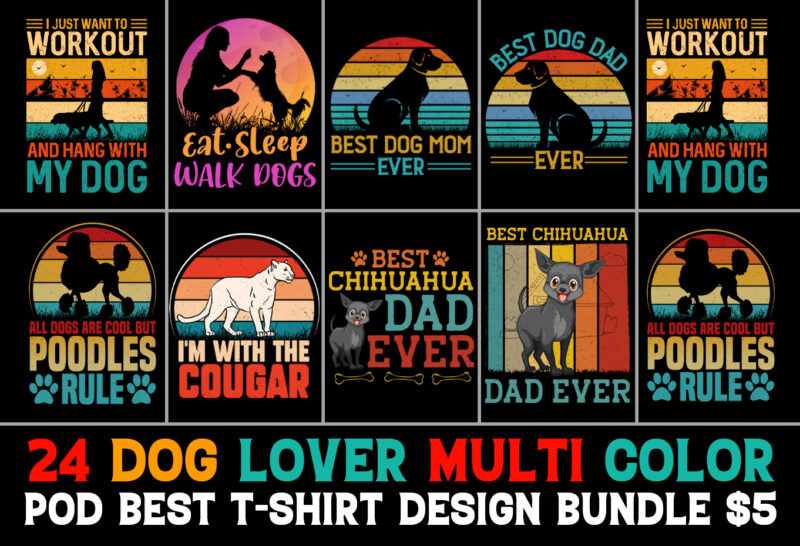 Dog T-Shirt Design Bundle - Buy t-shirt designs