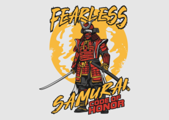 FEARLESS SAMURAI CARTOON t shirt graphic design