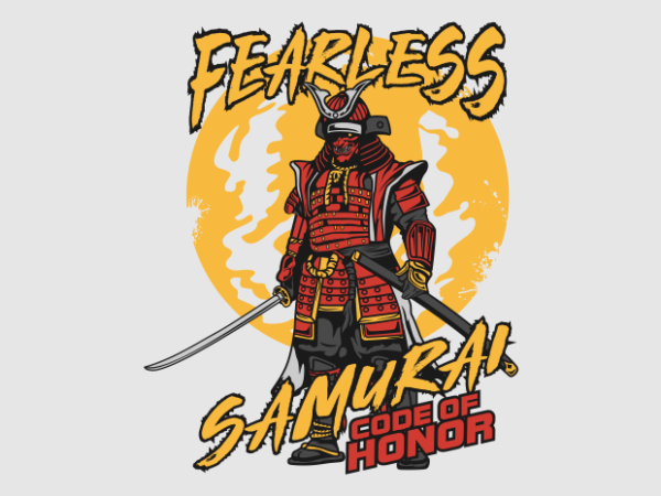 Fearless samurai cartoon t shirt graphic design