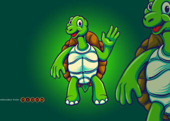 Funny sea turtle cartoon mascot illustrations