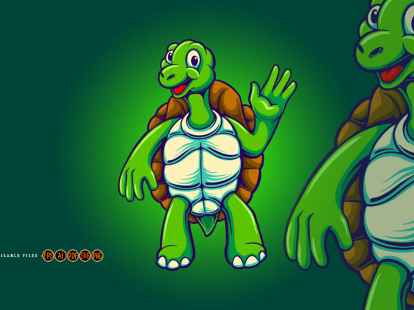 Funny sea turtle cartoon mascot illustrations t shirt graphic design